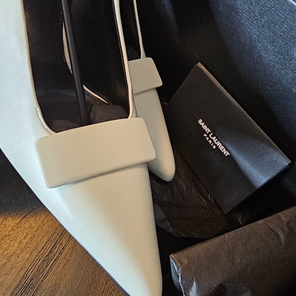Saint Laurent Kayla Leather Pumps in White, Size 8.5 US - Picture 6 of 10